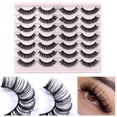 thumbnail image 1 of WIFKLSIIPG False Eyelashes Strip Lashes Fluffy Artificial Eyelashes Extension D Curl Wispy Handmade Soft Reusable 14 Pairs Lashes Pack, 1 of 7