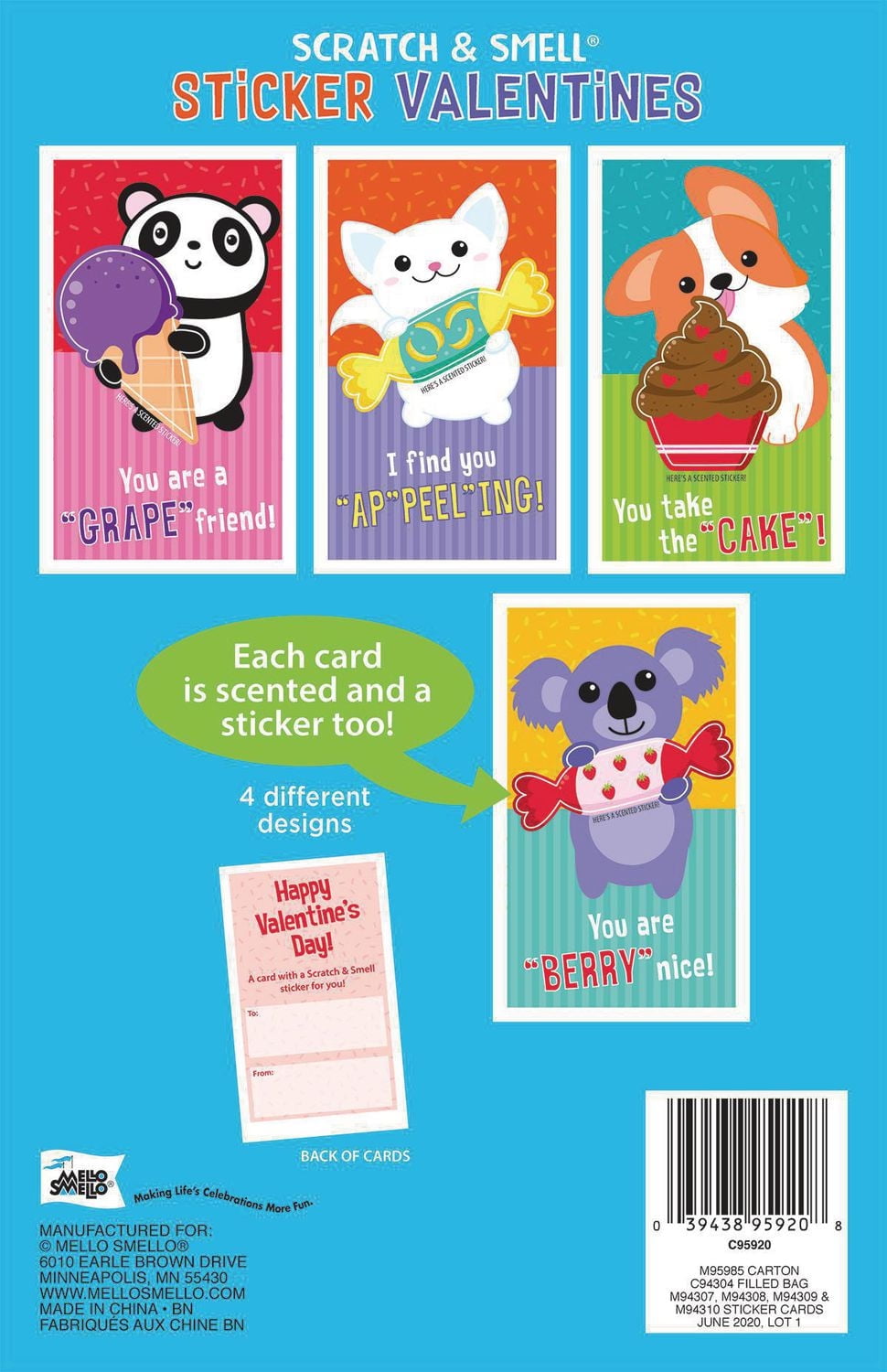 MELLO SMELLO ENS. CARRÉS ADHÉSIFS ANIMAUX FAV. 16/CARTE