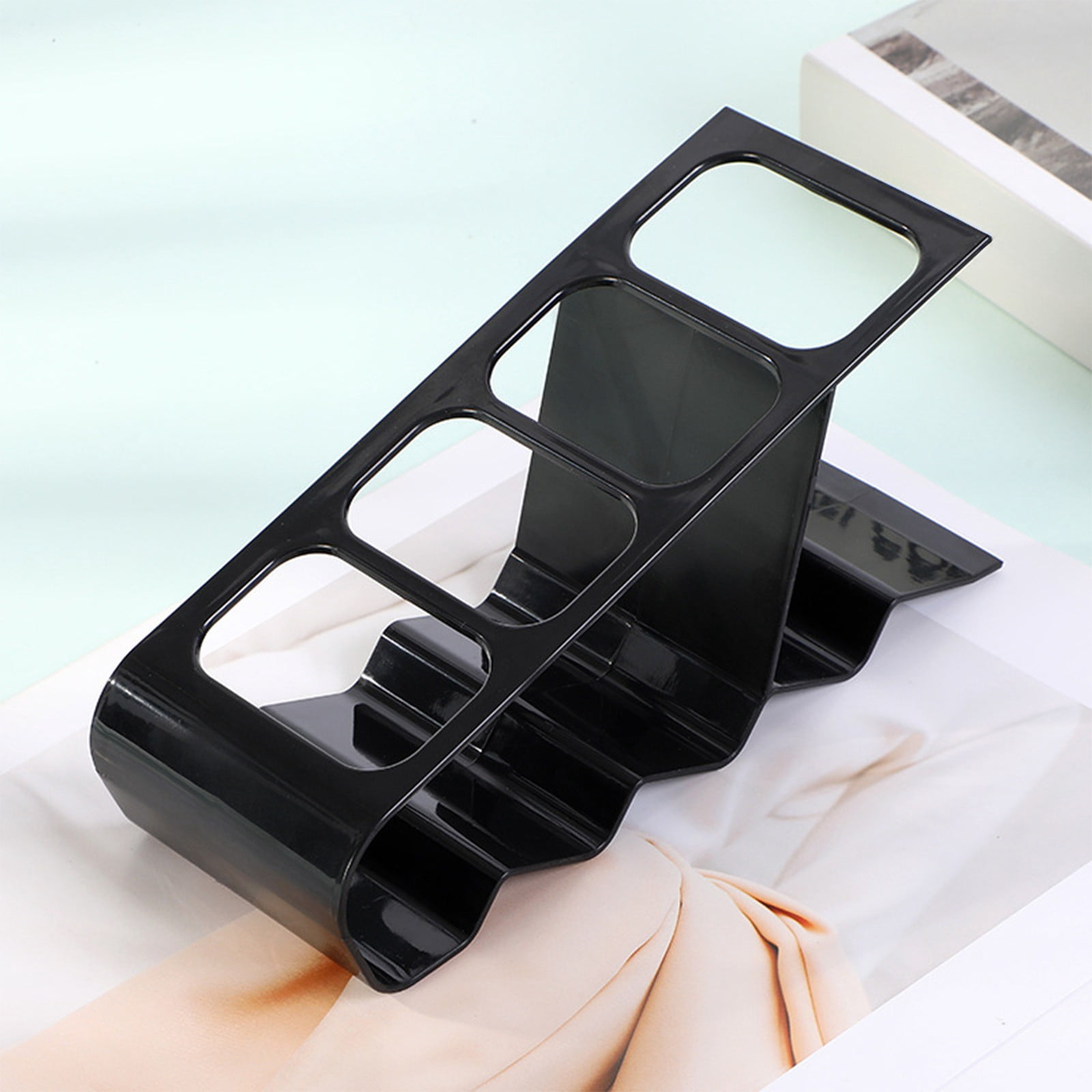 2 Pcs Remote Control Organizer Rack with 4 Compartments for TV DVD BluRay, Desk Storage for Phones Pens Accessories Office Home, Black, PP, by IHXORA