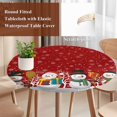 thumbnail image 4 of Red Snowman Round Tablecloth, Fitted Table Cover with Elastic for 45"-54" Round Tables, Christmas Winter Snowflake Xmas Tree Table Cloth Outdoor Indoor Dinning Party Waterproof Tablecloths, 4 of 7