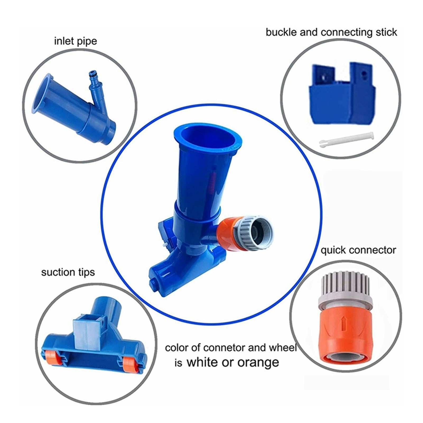 Pool Vacuum Cleaner Swimming Pool Vacuum Connector Inlet Portable Detachable Cleaning Tool ,Great Suction Power