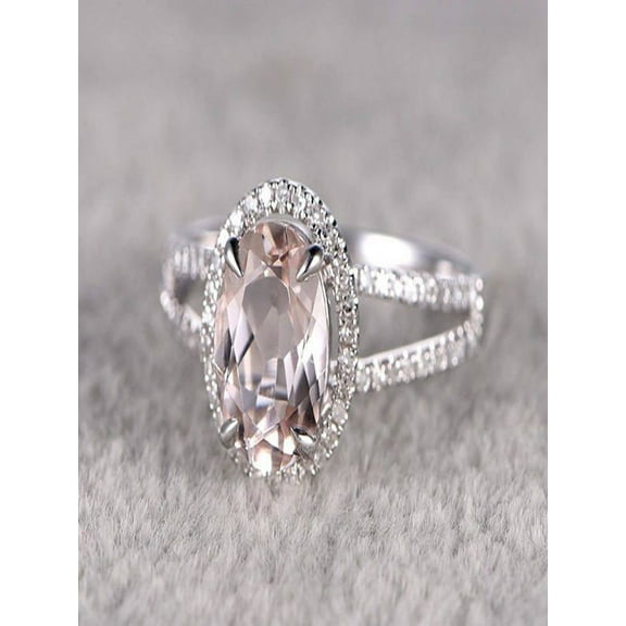 Limited Time Sale 1.50 carat Morganite and Diamond Engagement Ring in 10k White Gold for Women