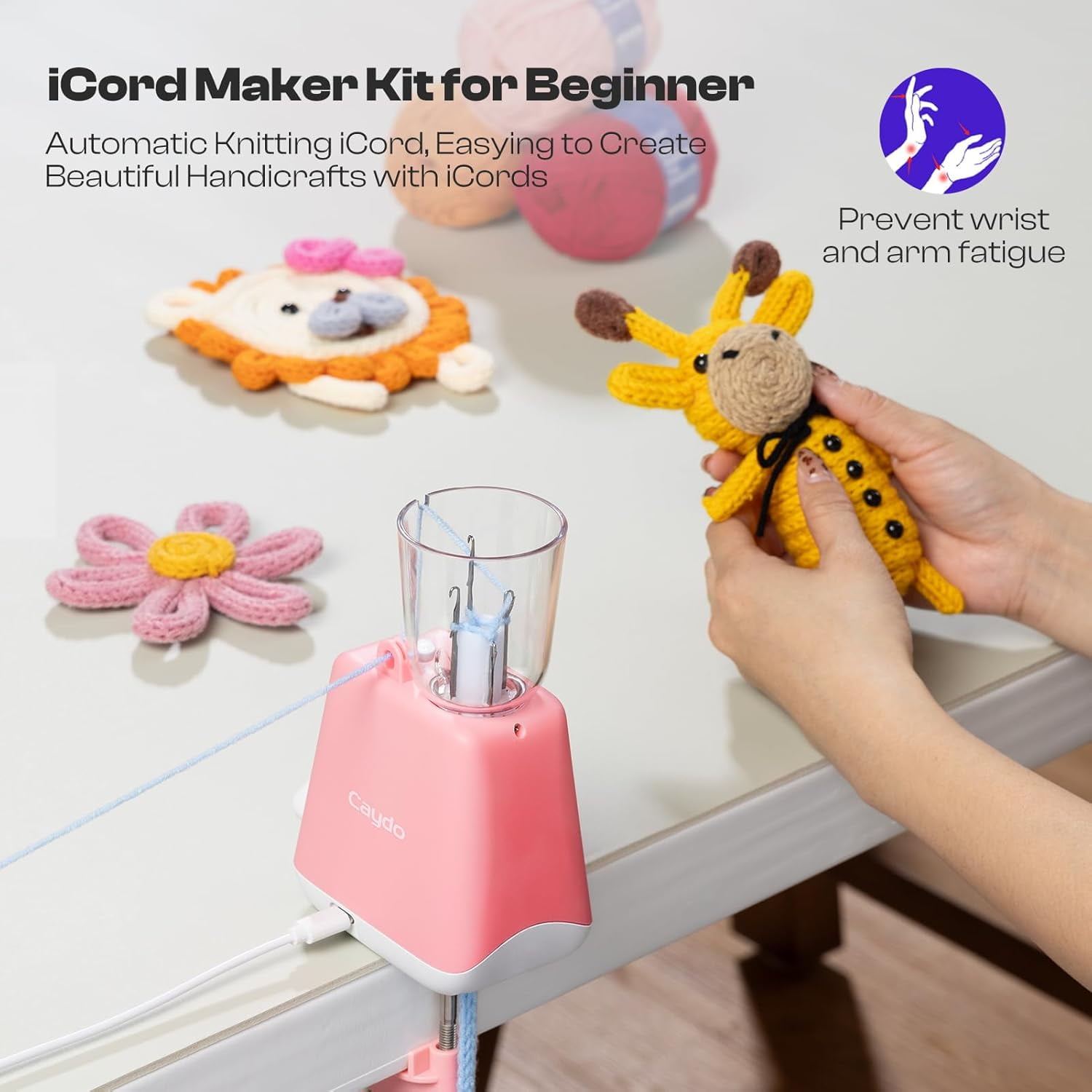 iCord Maker Kit for Beginners, 92pcs i-Cord Knitting Set for DIY Handicrafts Making, Quickly Knitting iCord with i Cord Knitting Machine Create Pretty Crafts, Ideal Present for Knitting Lovers
