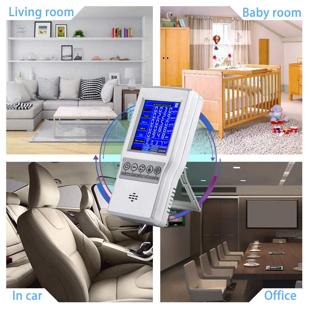 Air Quality Monitor Accurate Tester for CO2 PM2.5 Multifunctional Air Gas Detector Real Time Data Mean Value Recording for Home Office and Various Occasion USB Charging White Air Quality Monitor Accurate Tester for CO2 PM2.5 Multifunctional Air Gas Detector Real Time Data Mean Value Recording for Home Office and Various Occasion USB Charging White
