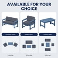 thumbnail image 5 of KINGYES 3 Pieces Outdoor Furniture Set, HDPE All Weather Use Conversation Couch Sets,2 Armchairs & 1 Coffee Table for Patio Backyard, Blue Frame with Gray Cushions, 5 of 8