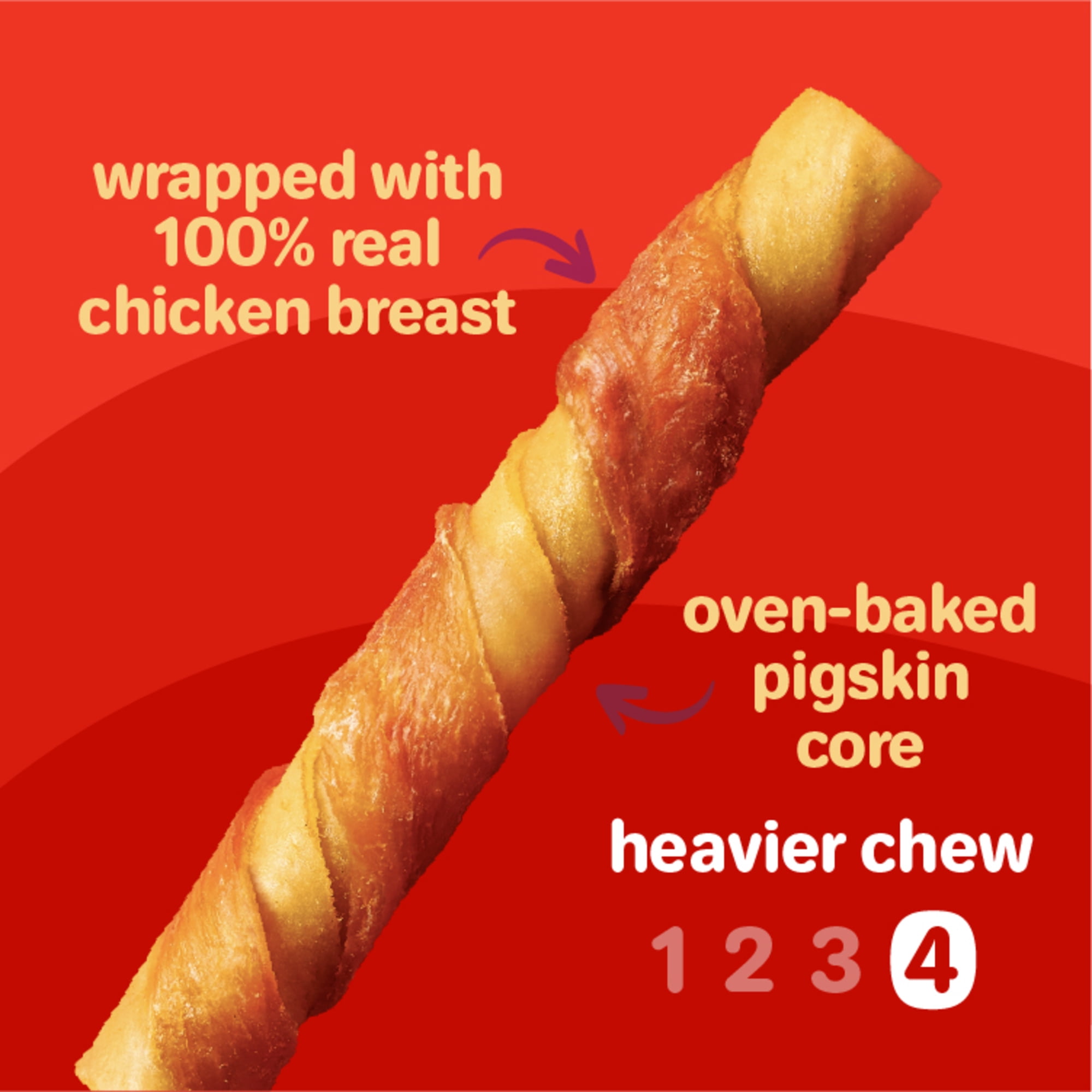 Hartz Oinkies Rawhide-Free Chicken Wrapped Smoked Pig Skin Twists Dog Treats, 8.2 oz Bag (8 Count)