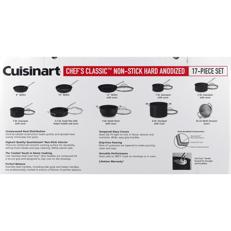 Cuisinart Chef's Classic Non-Stick Hard Anodized, 17 Piece Set, Black,  66-17N