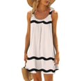 thumbnail image 2 of bnaln Ladies Dresses Womens Summer Beach Sundress Cover Ups Striped Printed Above the Knee Dresses Athletic Casual Short Tank Dress Tshirts Dresses Sleeveless Mini Dress, 2 of 5