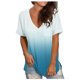 thumbnail image 1 of Puntoco - Camiseta holgada de manga corta con cuello en V y degradado informal con bolsillos para mujer Puntoco Puntoco-1063, 1 of 7