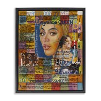 Stupell Industries Beyonce Musician Collage People Drawing Black Floater Framed Canvas Art Print Wall Art, 25 x 31