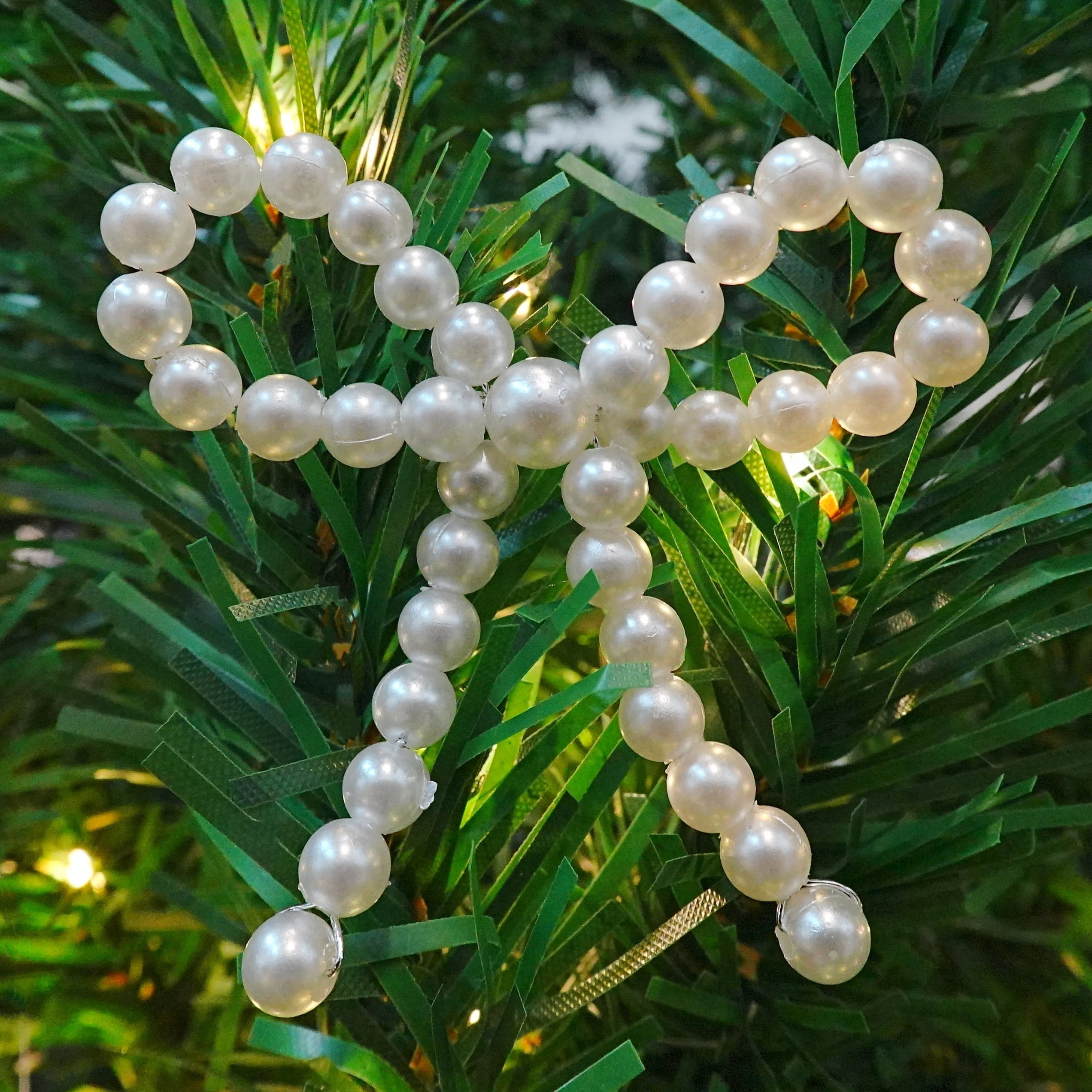 4-Count White Beaded Bow Mini Christmas Ornaments, 2.5", by Holiday Time