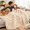 Beige-Twin(60" x 80"), variant on Faux Throw Blanket For Couch Warm Plush Striped Sofa Bedroom Living Room 90 * 90 Inches Beige