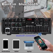Sunbuck bluetooth Home Theater Stereo Amplifier Receiver, Peak 2000W HIFI AMP FM/MP3 Radio USB/SD/4-Mic, 2 Tack Output with EQ for Home Theater and Car