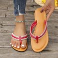 thumbnail image 4 of 2025 Sandals for Women Clearance, Xunlbb Summer New Women's Large Size Rhinestone Flat Toe Sandals Flat Everything Beach Slippers(Red,Size:39), 4 of 6