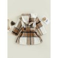 thumbnail image 4 of Bagilaanoe Toddler Baby Girl Hooded Jacket Plaid Long Sleeve Single-Breasted Shacket Coat with Belt 3M 6M 9M 12M 18M 24M 3T Kids Fall Casual Outwear, 4 of 8