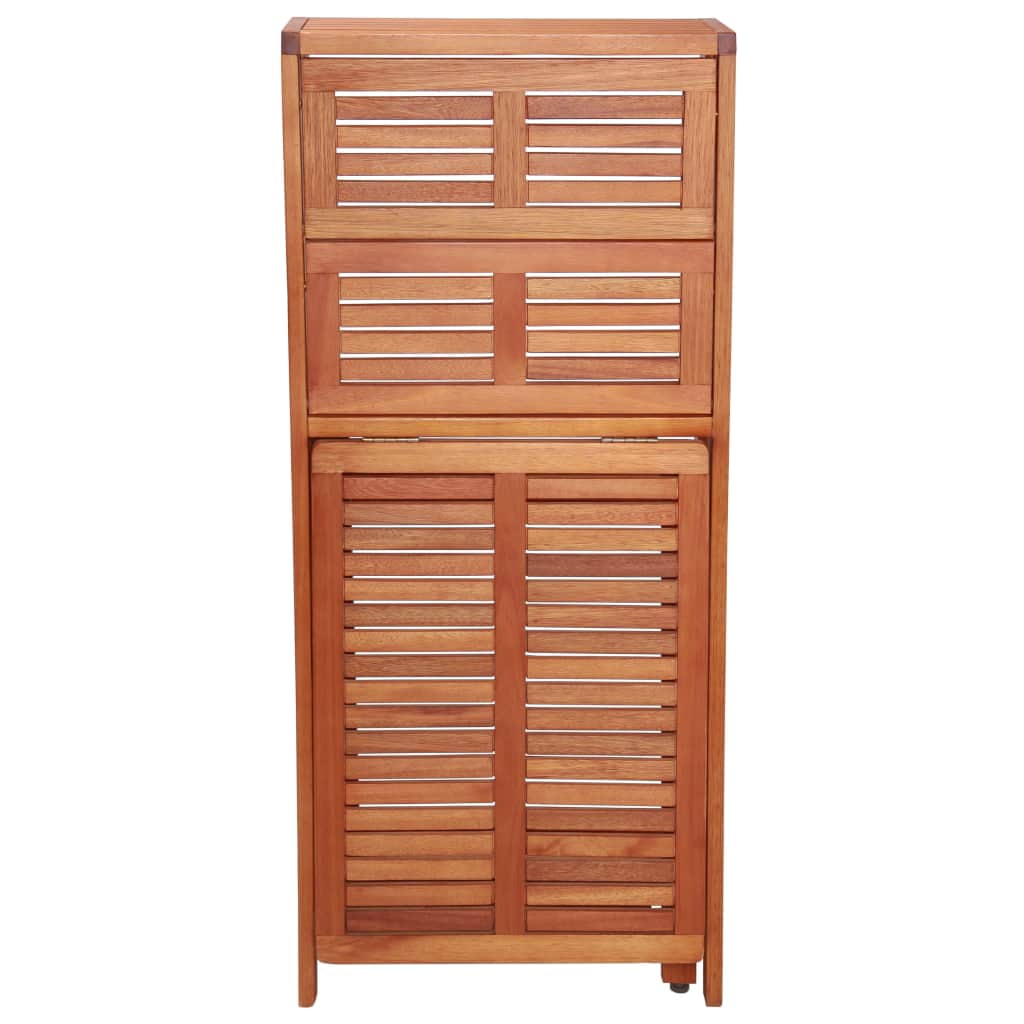 Kepooman Outdoor Patio Folding Wooden Table & Chair Set with Storage Shelf, Set of 3, Brown Kepooman Outdoor Patio Folding Wooden Table & Chair Set with Storage Shelf, Set of 3, Brown