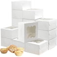 thumbnail image 1 of Cajas para Postres de Panadería Blancas con Ventana Tapa Transparente Individuales Cajas para Galletas para Pasteles, Donas, Cupcakes, Dulces, Magdalenas, Postres, 30 Piezas, 1 of 4