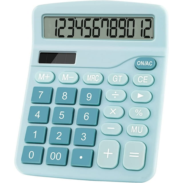 Calculadora de escritorio para oficina, calculadora de 12 dígitos con doble potencia y bonita pantalla LCD grande, botón grande para oficina y hogar.