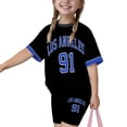 thumbnail image 3 of Girls Letter Print Short Sleeve Shorts Casual Summer Outfit For Toddler Kids, 3 of 3