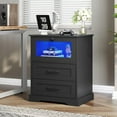 thumbnail image 6 of Set of 2 Black Nightstand with USB Ports & Power Outlet for Bedroom, Storage Cabinet Bedside Table with LED Lights&2 Drawers for Living Room Office, 6 of 8