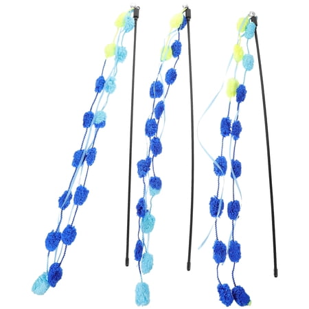 OUNONA 3pcs Cat Toys Wand Plastic Teasing Wands for Indoor Cats