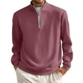 thumbnail image 2 of WTOBBY Men's Solid Color Quarter Zip Turtleneck Long Sleeve Shirt Simple Casual Top for Everyday Wear and Layering in Fall and Winter,Gray 2XL, 2 of 6