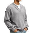 thumbnail image 3 of Havenx V Neck Pullover Sweater for Men Long Sleeve Textured Sweatshirts Knitted Solid Color T-Shirt Soft Comfy Casual Business Workout Pullover Sweaters,Gray XL, 3 of 5