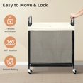 thumbnail image 6 of 120L 3-Section Rolling Laundry Hamper with Wheels, Beige Laundry Sorter Cart with Removable Washable Bags, Heavy Duty Clothes Hamper Storage Organizer for Bathroom, Bedroom & Laundry Room, 6 of 10