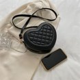 thumbnail image 3 of Fashion Rhombic Pattern Shoulder Bag Love Heart Women PU Crossbody Handbag Valentines Day Gifts (Black), 3 of 9