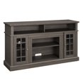 thumbnail image 5 of Gzxs Vintage 58 Inch TV Stand, TV Media Console for TVs up to 65 Inch with Open Shelves and Cabinets w/ Glass Doors, Black + Dark Walnut, 5 of 9