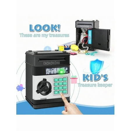 Electronic Piggy Bank Mini ATM Money Savings Box for Kids Age 3-12 | Refasy Cash Coin Can Toy | Automatic Bill Scroll & Coin Slot Bank | Learning Gift for 3 4 5 6 7 8 9 10 11 12 Year Old Boys Girls