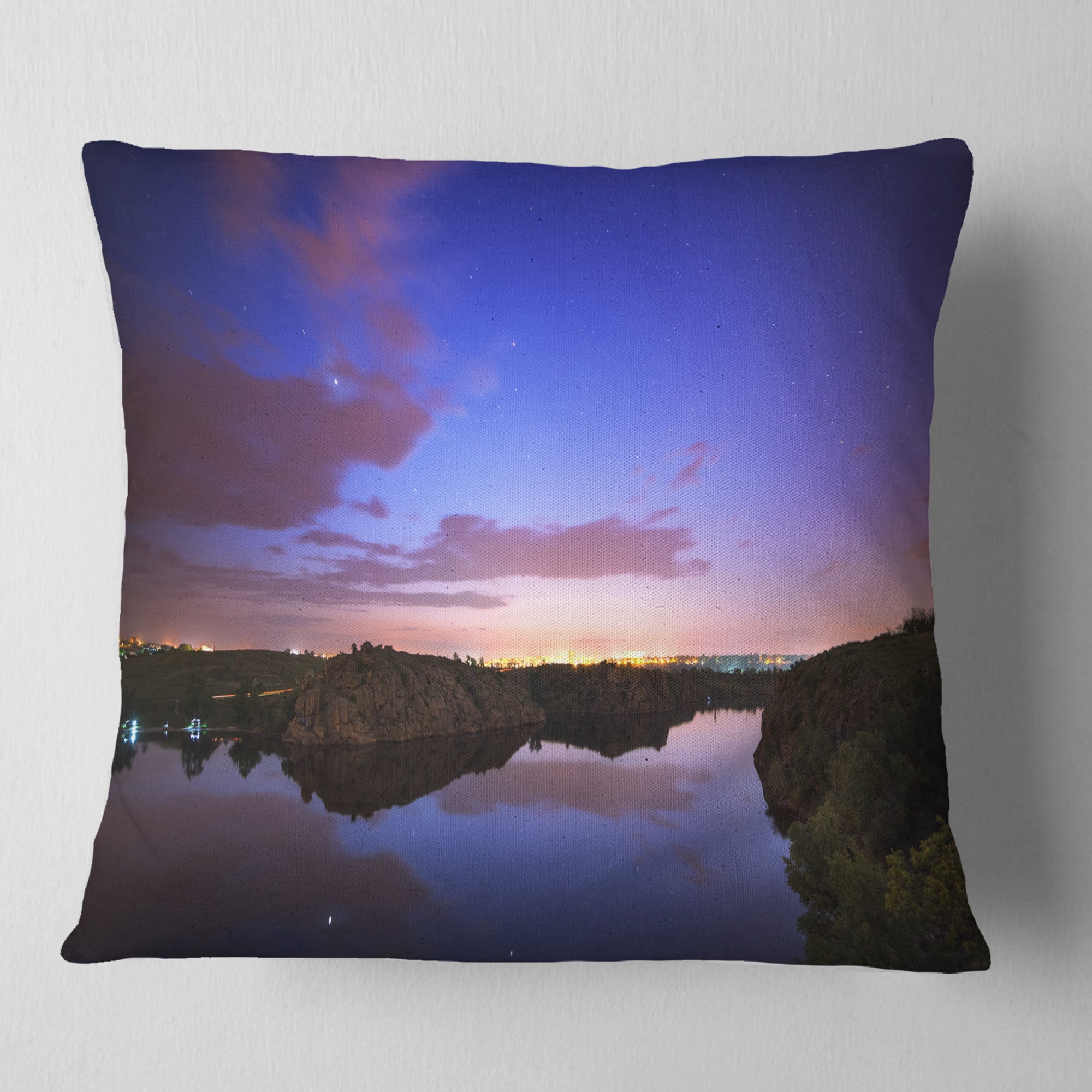 Designart Stars and Clouds Reflection - Landscape Photography Throw Pillow - 16x16