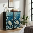 thumbnail image 6 of Dresser for Bedroom with 4 Storage Drawers Sea Turtle Swimming Ocean Rocks Soft Blue Water Dressers Chest of Drawers Steel Framed Fabric Closet Organizers for Entryway Boys Room, 6 of 7