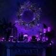 thumbnail image 4 of SUOKOM Halloween Wreath, 17.7in Black Spider Artificial Wreath with LED Lights, Halloween Wreath for Front Door Decoration Battery Operated Glitter Sparkling Wreath, Outdoor Window Porch Patio Wreath, 4 of 6