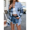 thumbnail image 4 of Txlixc Chaquetas a cuadros para mujeres, solapas y botones de manga larga, chaquetas y abrigos casuales Txlixc moda, 4 of 9