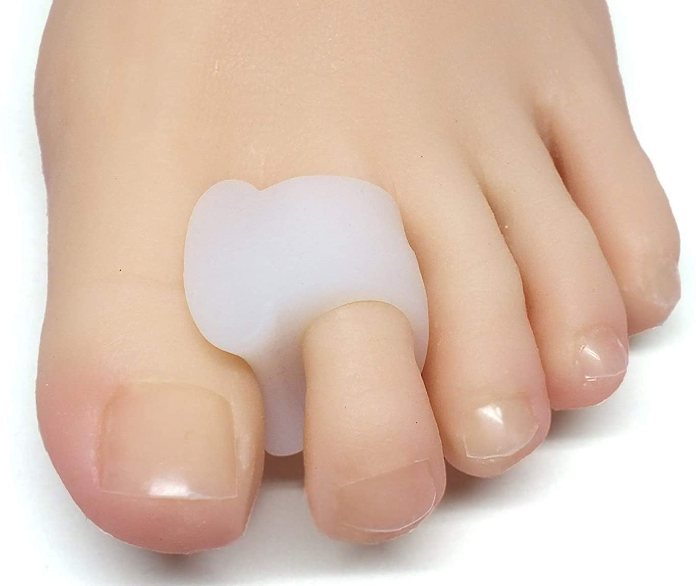 Toe Separators Hammer Toe Straightener - 4-Pack Big Toe Spacers Gel Spreader - Correct Crooked Toes - Bunion Corrector and Bunion Relief - Pads for Overlapping, Hallux Valgus (White)