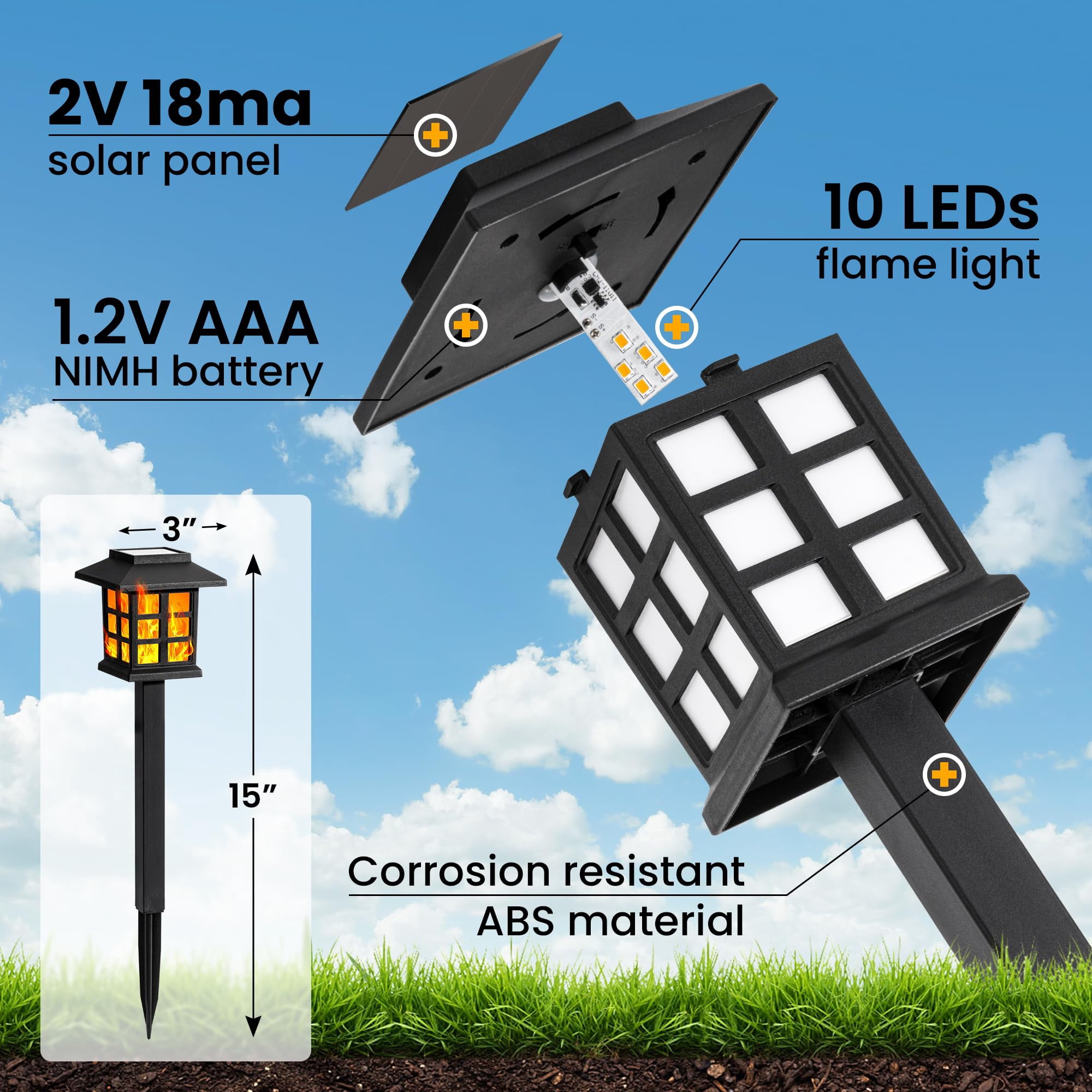 Solar Outdoor Lights,12 Pack LED Solar Lights Outdoor Waterproof, Solar Walkway Lights Maintain 10 Hours of Lighting for Your Garden, Landscape, Path, Yard, Patio, Driveway