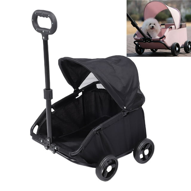 Animal de Compagnie, Entrée Sans Fermeture Éclair Pneus Sans Air Équipement pour Animaux de Compagnie Jogger Sans Fermeture Éclair avec Housse Résistante aux Intempéries, Chariot de Promenade à 4 Roues pour Petits Chiens Chats, Chariot Léger