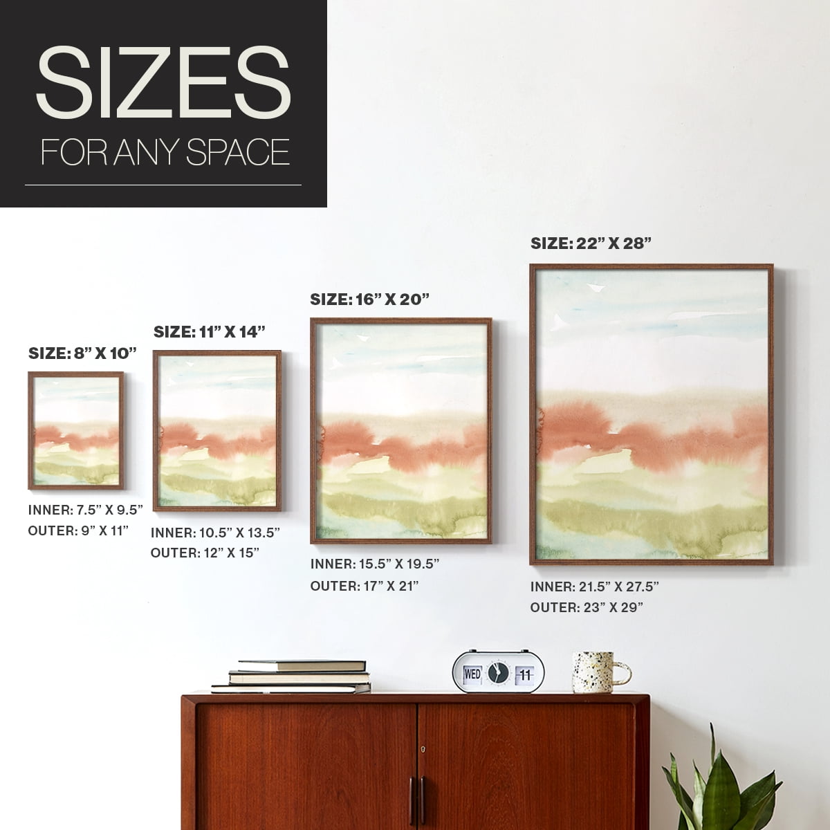 Blushing Sunrise I Framed Print in Brown Solid Wood Framed Print No Nail Hanging