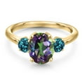 thumbnail image 3 of Gem Stone King 18K Yellow Gold Plated Silver Green Mystic Topaz and London Blue Topaz Engagement Ring for Women | 2.96 Cttw | Oval 9X7MM | Gemstone November Birthstone | Size 8, 3 of 6