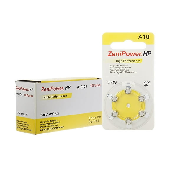 Hearing Aid Batteries Size: 10 (60 Batteries), The zinc-air cell has the highest energy density of any battery system. By ZeniPower