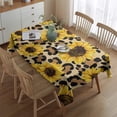 thumbnail image 2 of Beige Leopard Sunflower Pattern Rectangle Tablecloth 60"x84",Waterproof Polyester Rectangle Table Cloth, Wipeable Spillproof Polyester Tablecloth for Dining, Camping, Indoor and Outdoor, 2 of 5