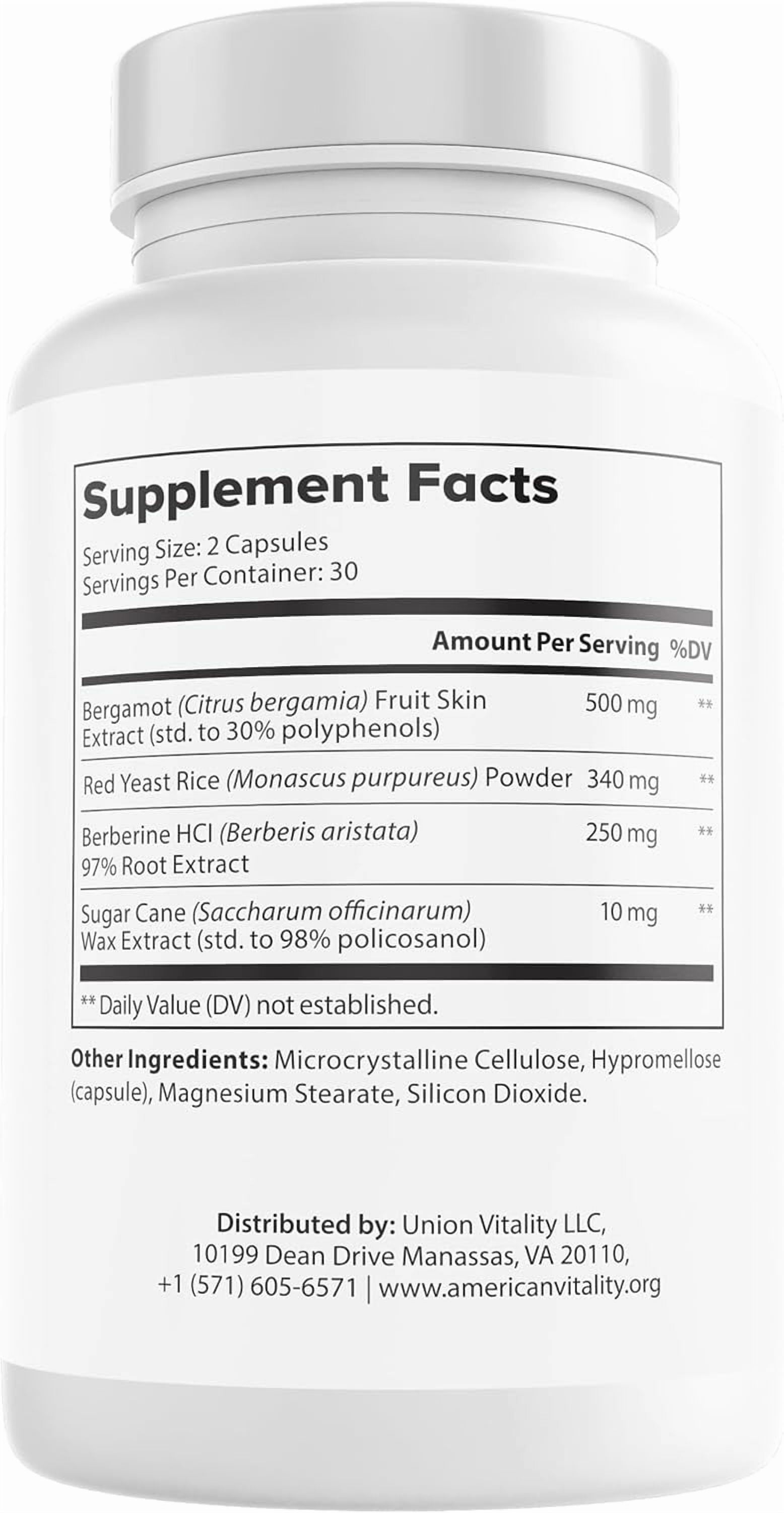 Liberty Heart - Berberine, Red Yeast Rice & Citrus Bergamot, Heart Wellness Supplement, Supports Healthy Cholesterol Levels & Blood Pressure Already in Normal Range* - 60 Capsules