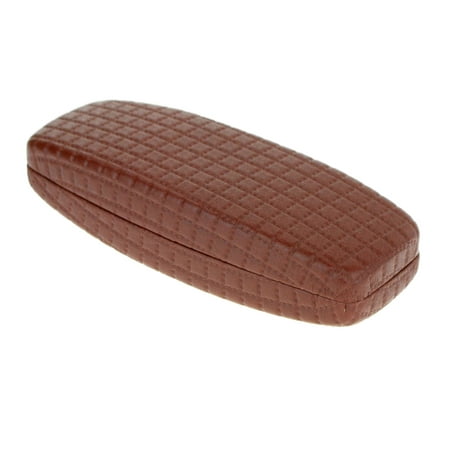 SA106 Womens Quilted Leather Squared Hard Clam Shell Eyewear Case Brown