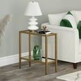 thumbnail image 4 of Evelyn&Zoe Hera 24" Wide Rectangular Side Table with Glass Shelf, Blackened Bronze, 4 of 5