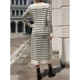 thumbnail image 5 of Long Sweater Dress for Women Loose Knitwear Striped Long Dresses Stylish Autumn and Winter Outfits M, 5 of 9