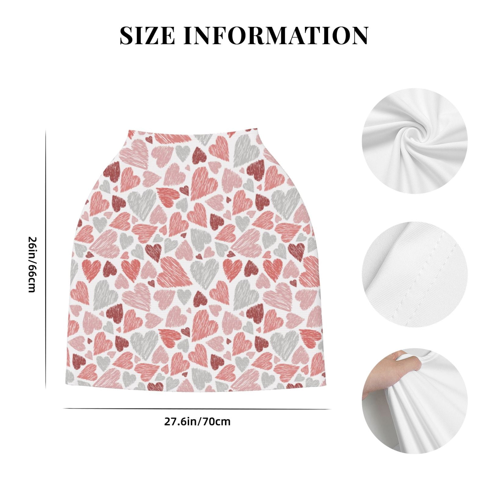 Fotbe Hand Drawn Hearts Pattern Car Seat Covers for Babies, Nursing Breastfeeding Cover Infant Carseat Canopy, Soft Stretchy Carrier Cover