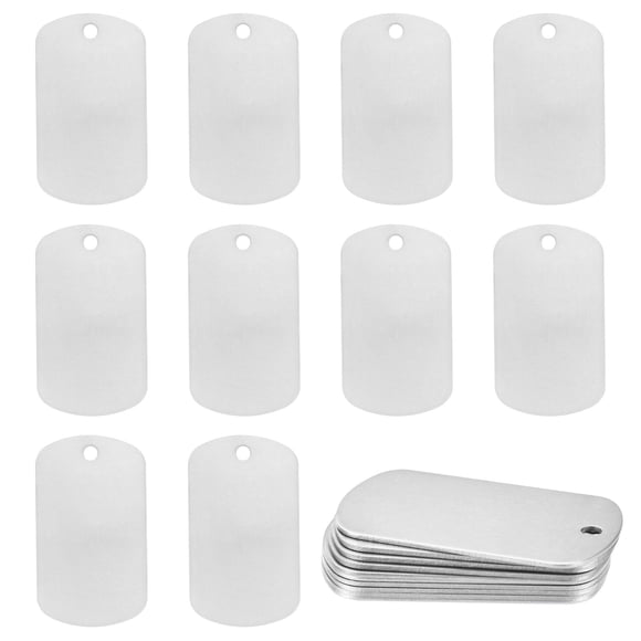 Uxcell Paquete de 20 Etiquetas en Blanco para Perros, 2" x 1.18" x 0.04" Etiquetas de Metal para Estampado, Etiquetas de Aluminio para Grabado/Manualidades [Plata]