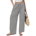 thumbnail image 2 of TFEOQRY Womens Cargo Pants with Pockets Elastic Waist Drawstring Solid Color Loose Casual Wide Leg Pants, 2 of 7