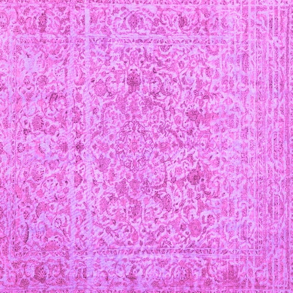Ahgly Company Indoor Square Abstract Pink Contemporary Area Rugs, 4' Square